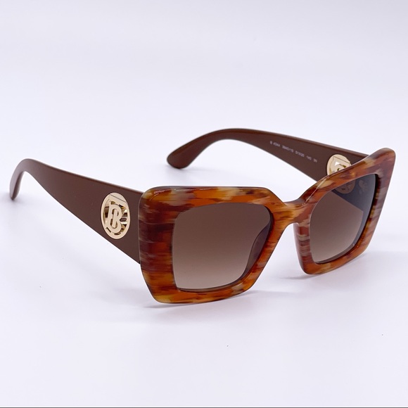 NEW BURBERRY DAISY BE4344 3940/13 BROWN CAT EYE SUNGLASSES B 4344 - Picture 10 of 14